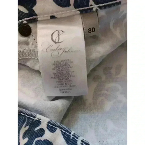 CJ by Cookie Johnson Jeans Womens 30‎ Blue White Damask Lyocell Stretch Leggings - Picture 7 of 7